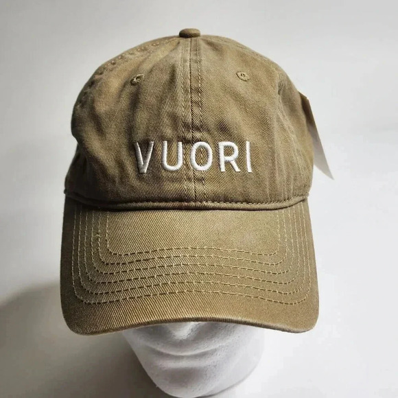 Vuori Dad Hat Ball Cap  Adult Adjustable Camel Tan Green Unisex New with Tags - Picture 1 of 8